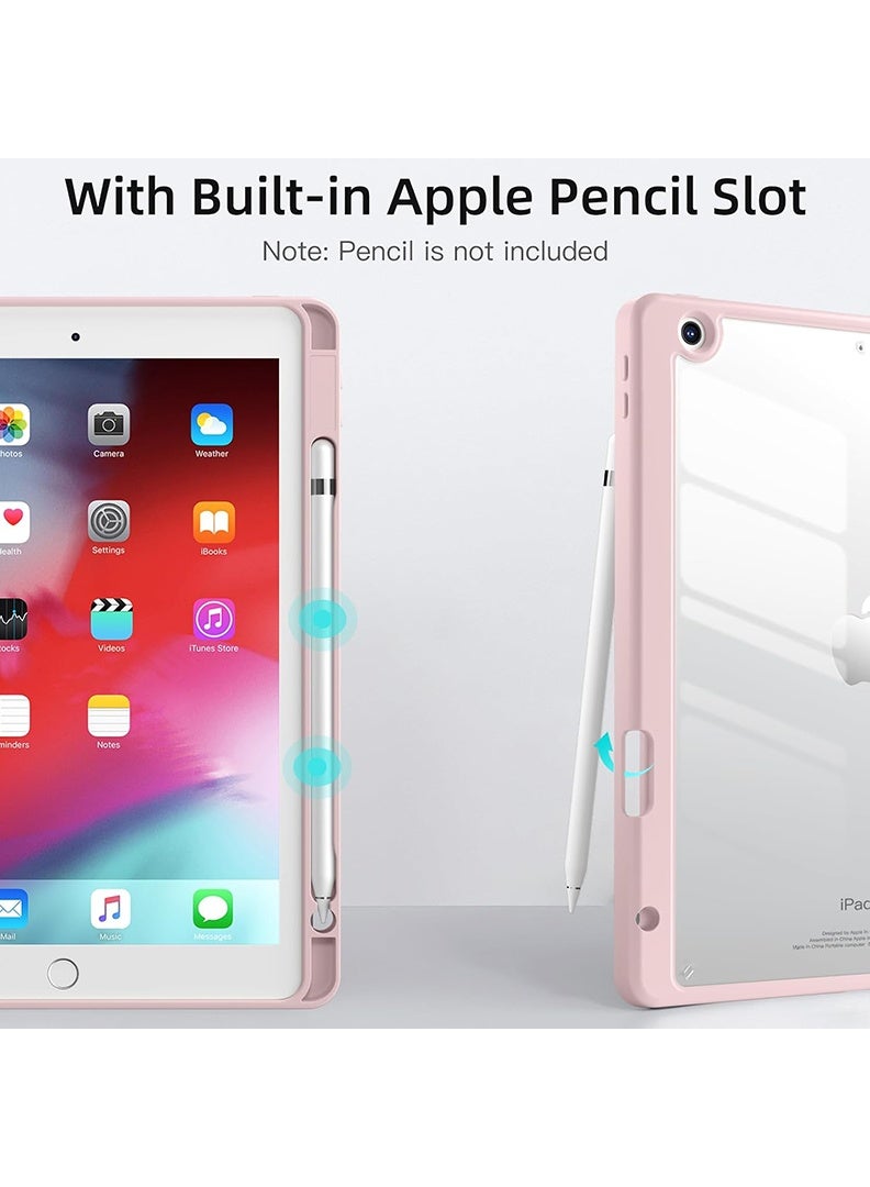 ثيودور حافظة هجينة رفيعة لجهاز iPad 9/8/7th Generation مقاس 10.2 بوصة مع حامل أقلام رصاص، غطاء واقٍ مضاد للصدمات وحامل ثلاثي الطي مع ظهر شفاف ناعم من مادة TPU لجهاز iPad 10.2، نوم/استيقاظ تلقائي، وردي - Image 5
